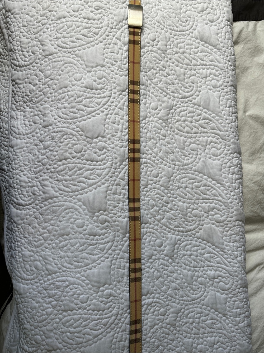 Burberry Vintage Check Leather Belt in Beige and Black with Silver Buckle - Picture 3 of 6